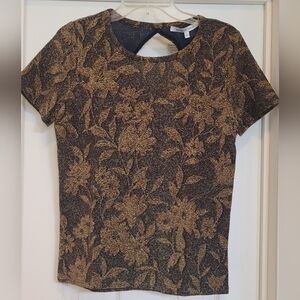 Collective Concepts Black and Gold Floral Top